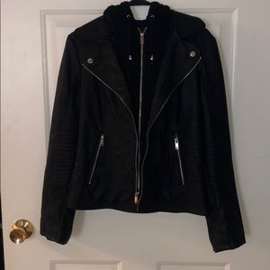 Black Rivet Women’s Leather Jacket w/ Hood